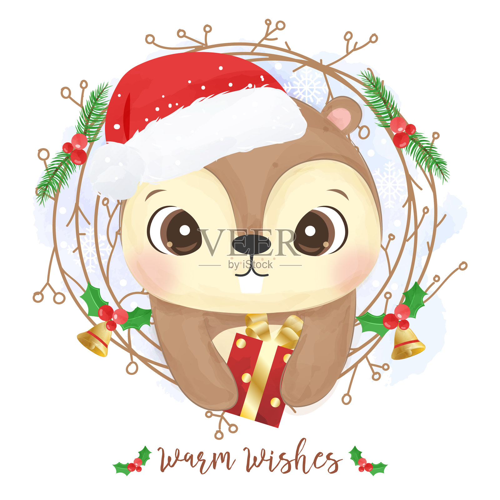 可爱的松鼠为圣诞节装饰设计元素图片