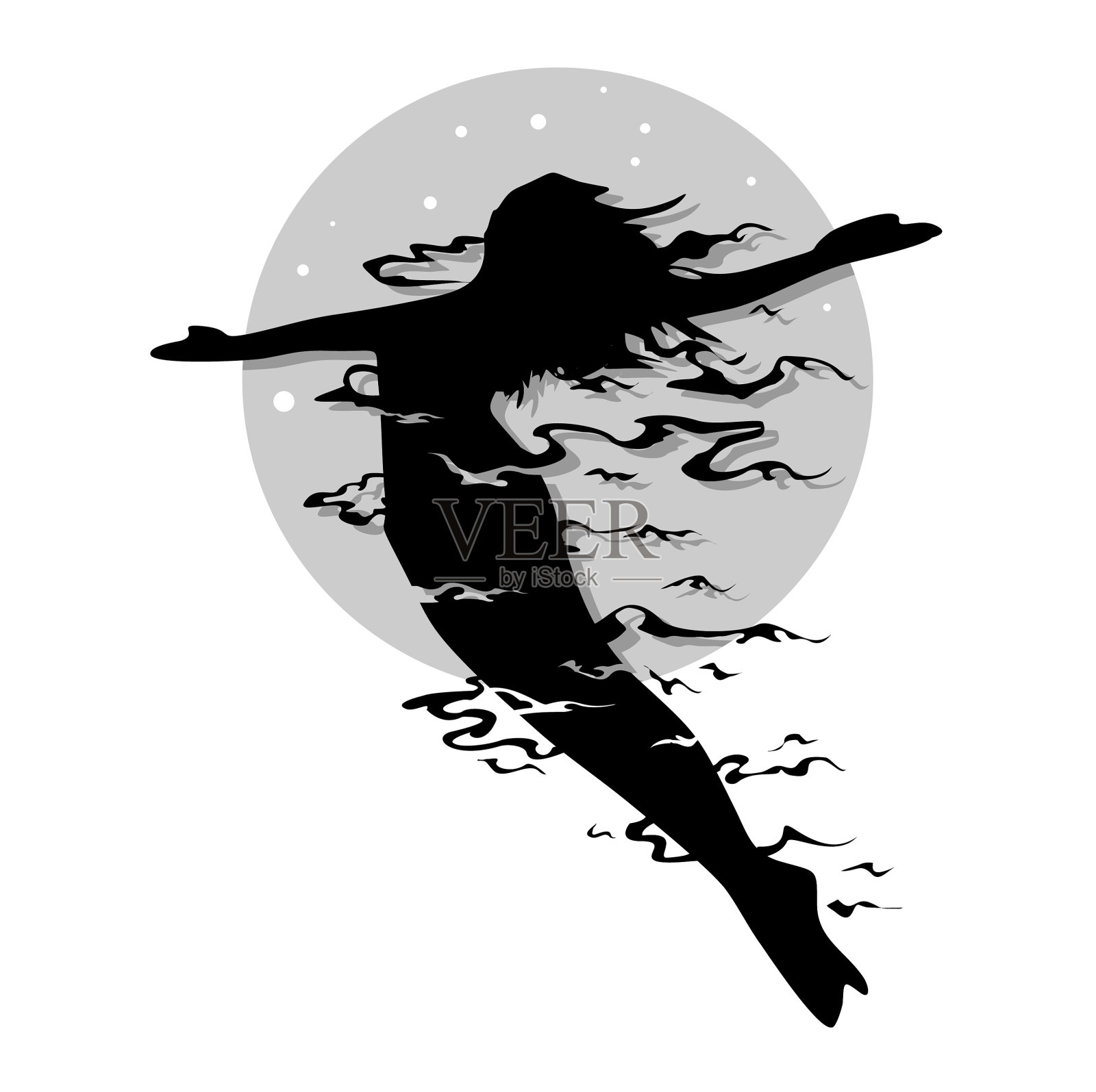 抽象剪影一个线框跳跃的女人插画图片素材