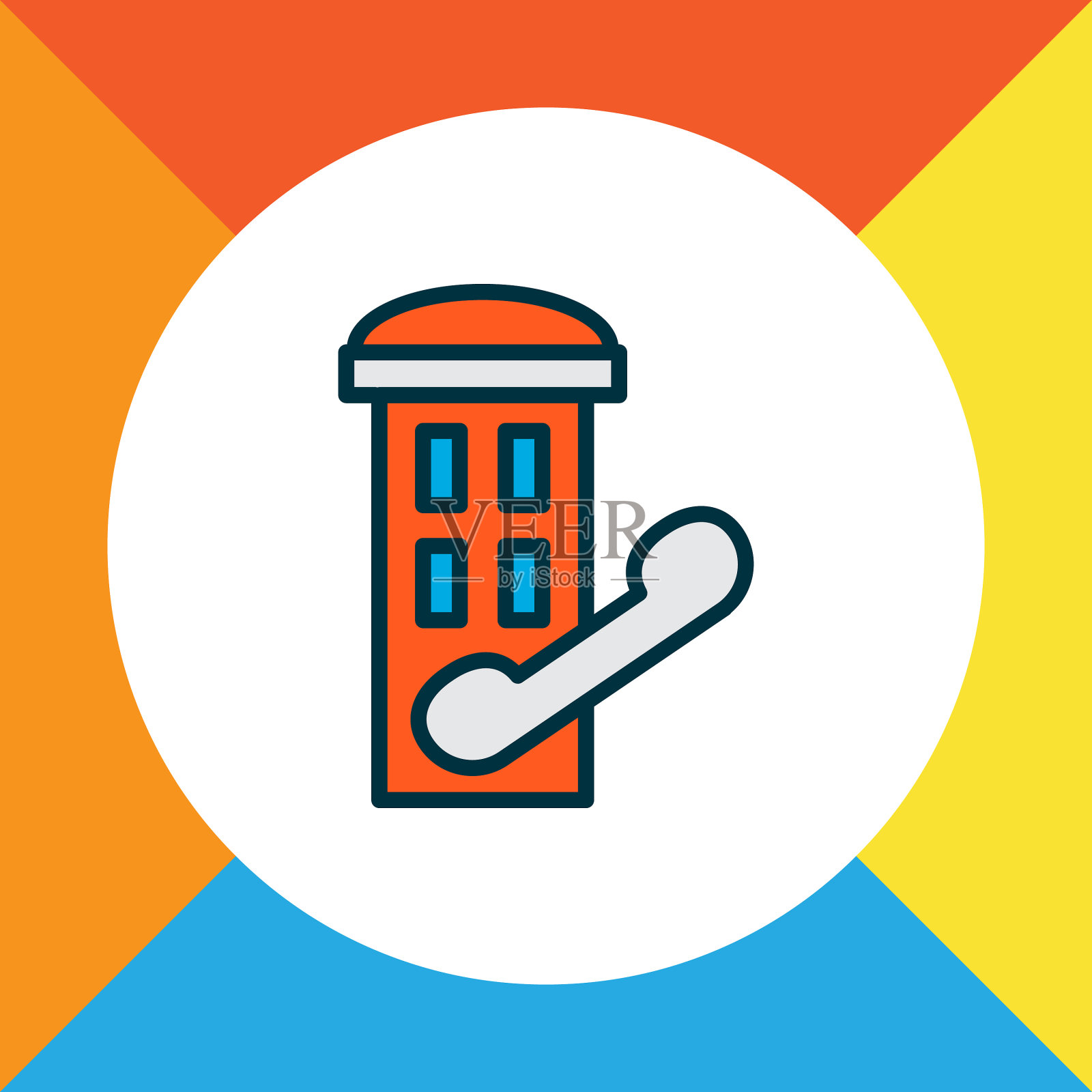 电话亭图标彩色线符号溢价图标素材