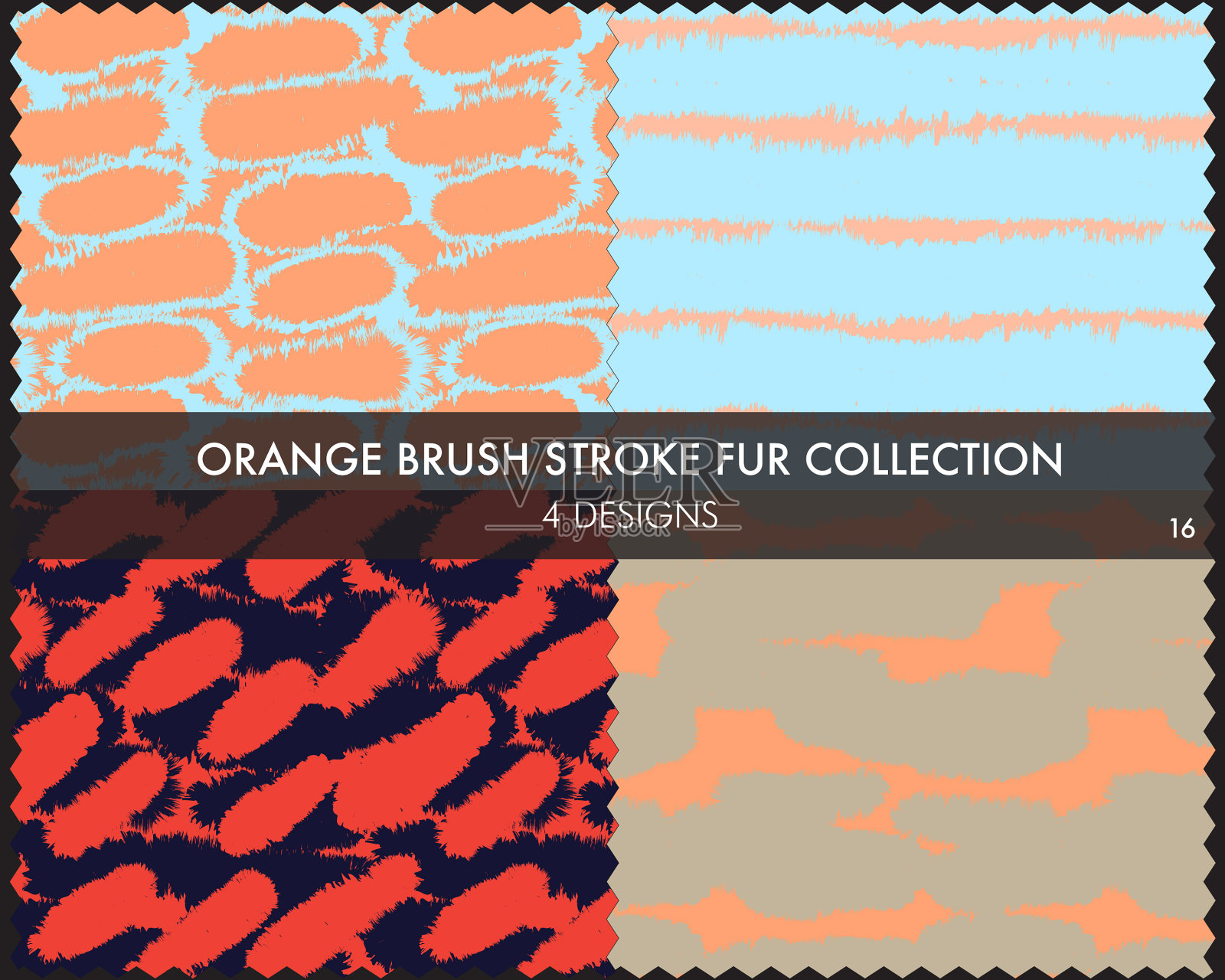 橙色笔触毛皮无缝图案插画图片素材