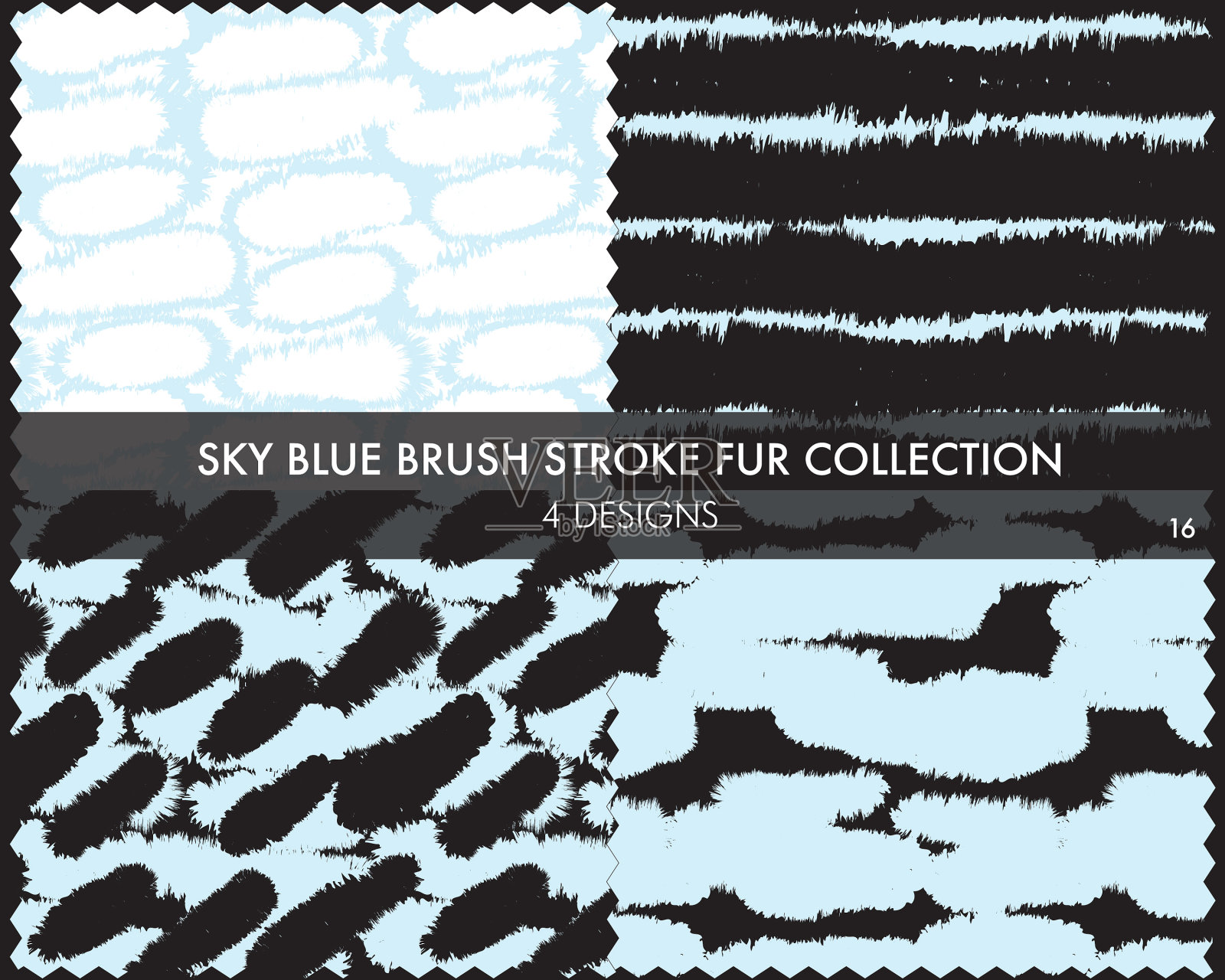 天蓝色笔触无缝毛皮图案插画图片素材