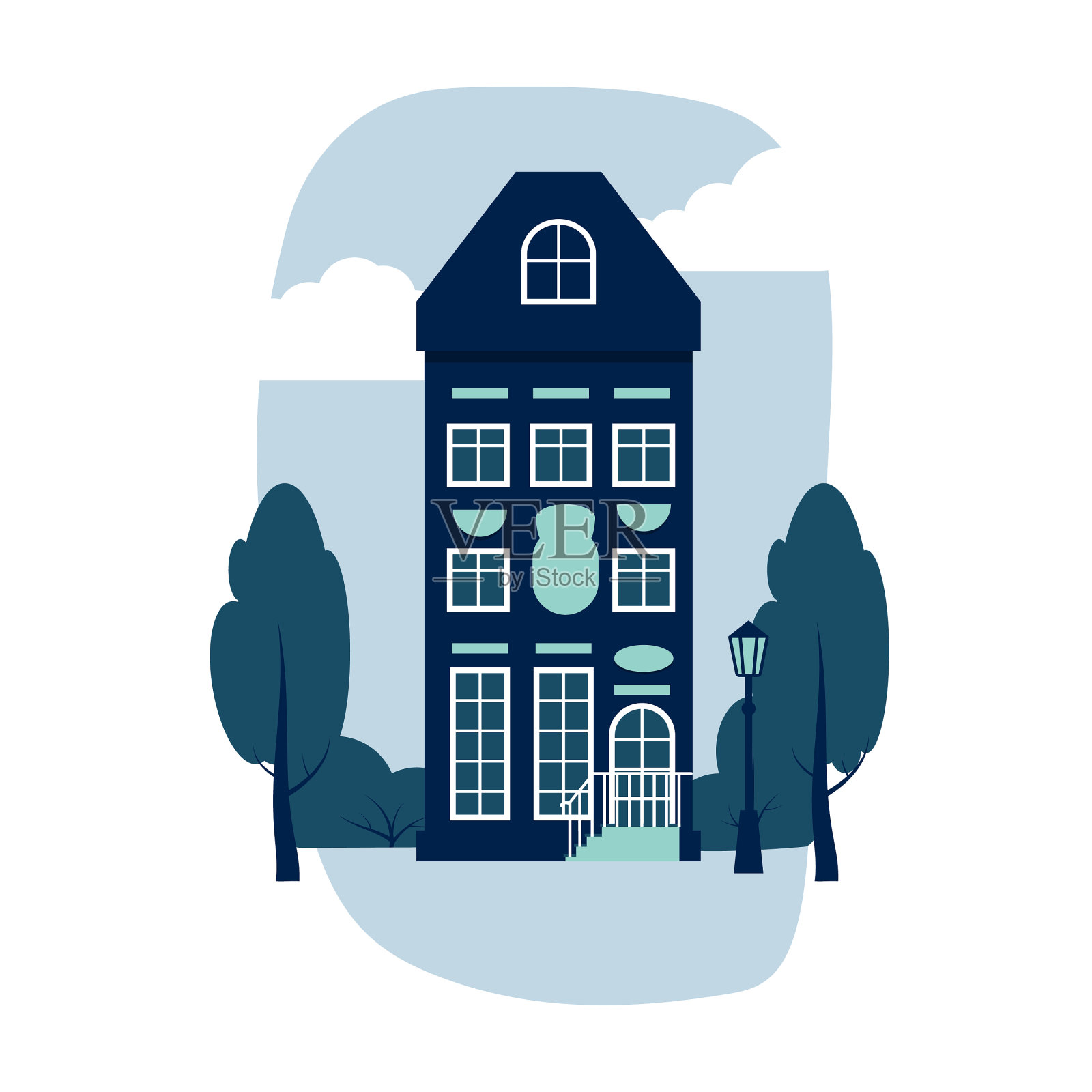 卡通房子特写丰富多彩的阿姆斯特丹设计元素图片