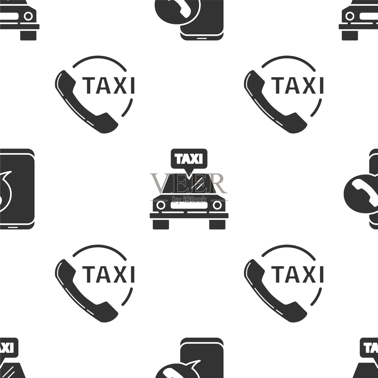 设置出租车呼叫电话服务，出租车和出租车图标素材