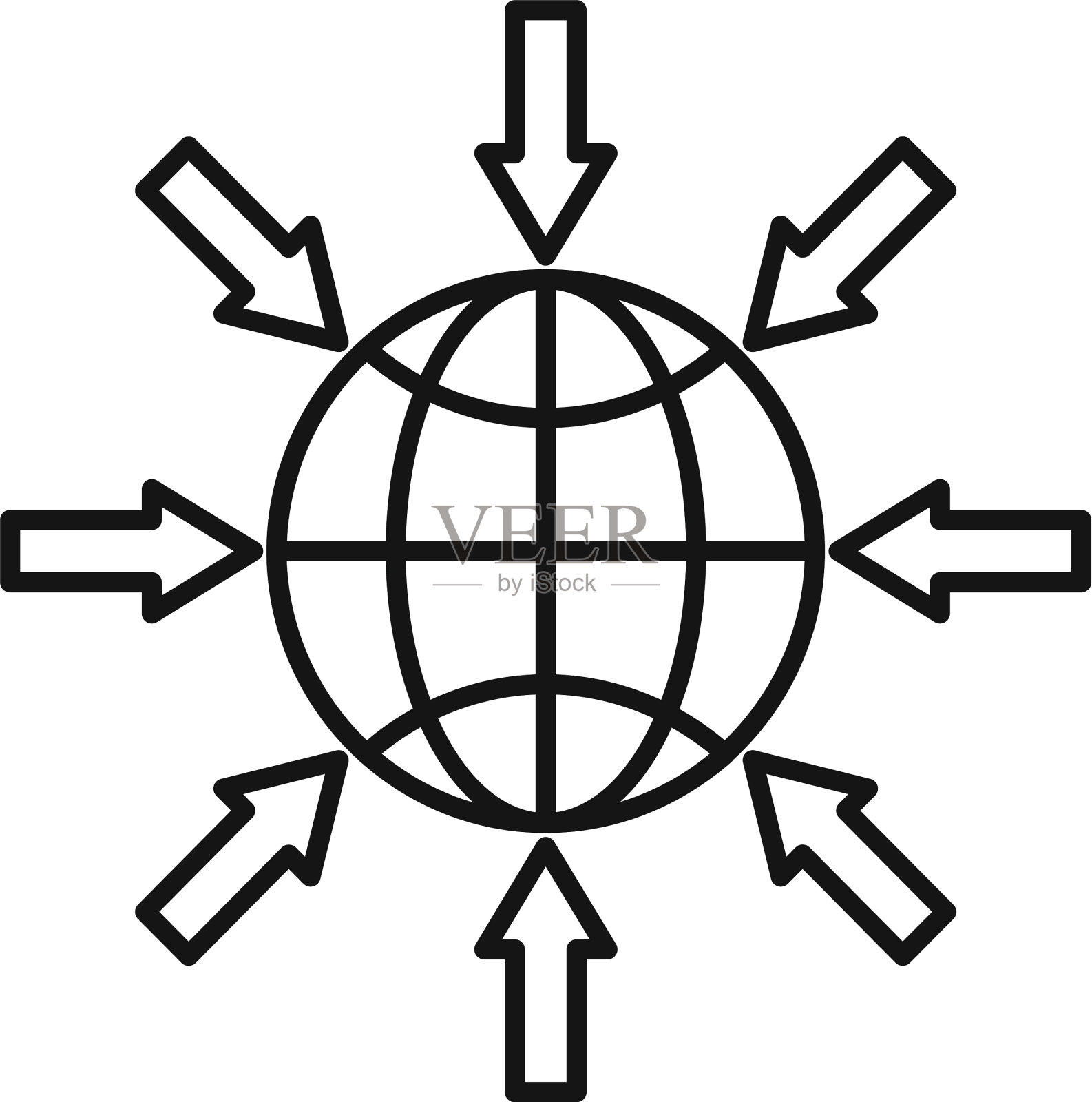 地球重力图标轮廓风格图标素材