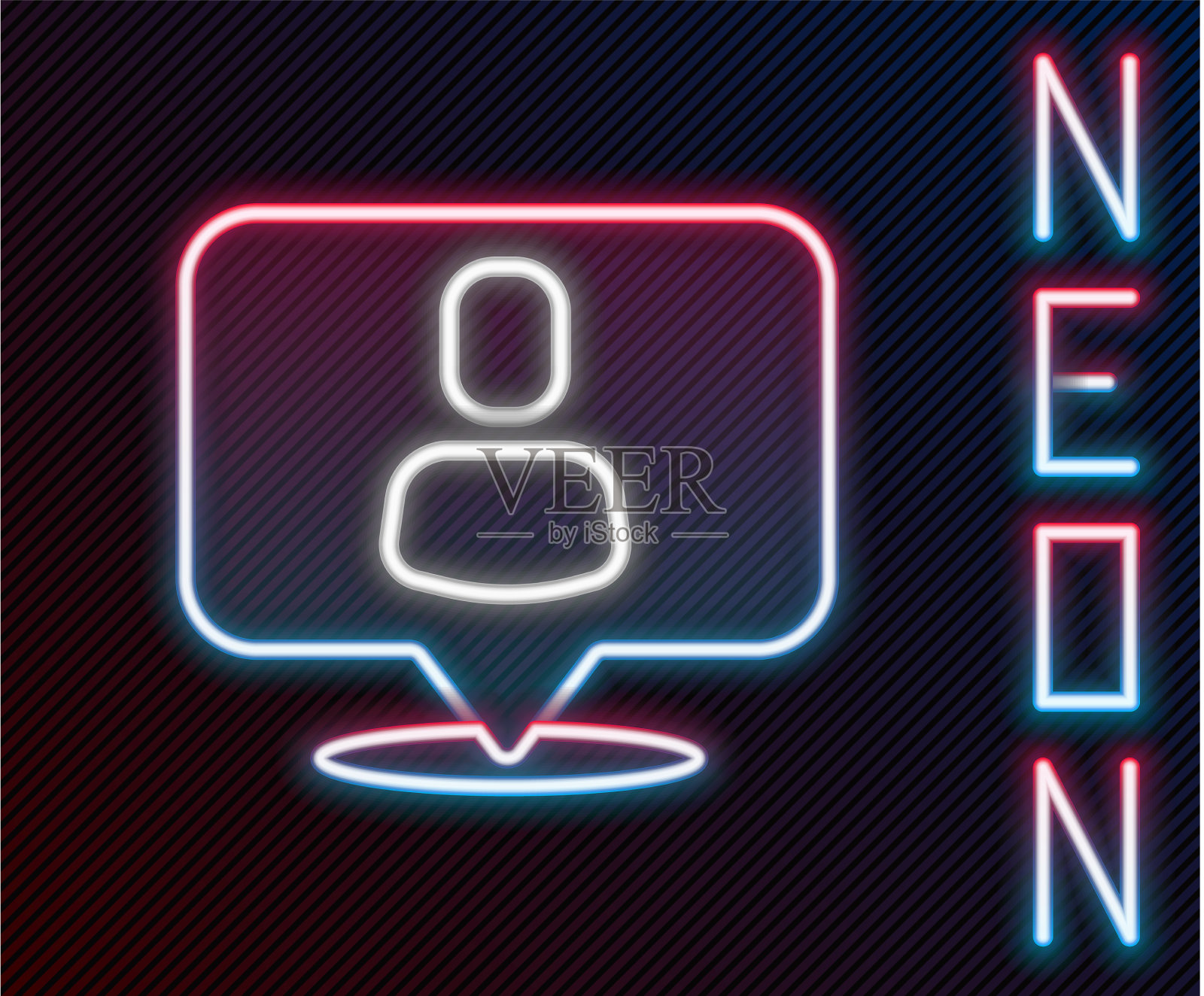 发光的霓虹灯线头部狩猎图标孤立上插画图片素材