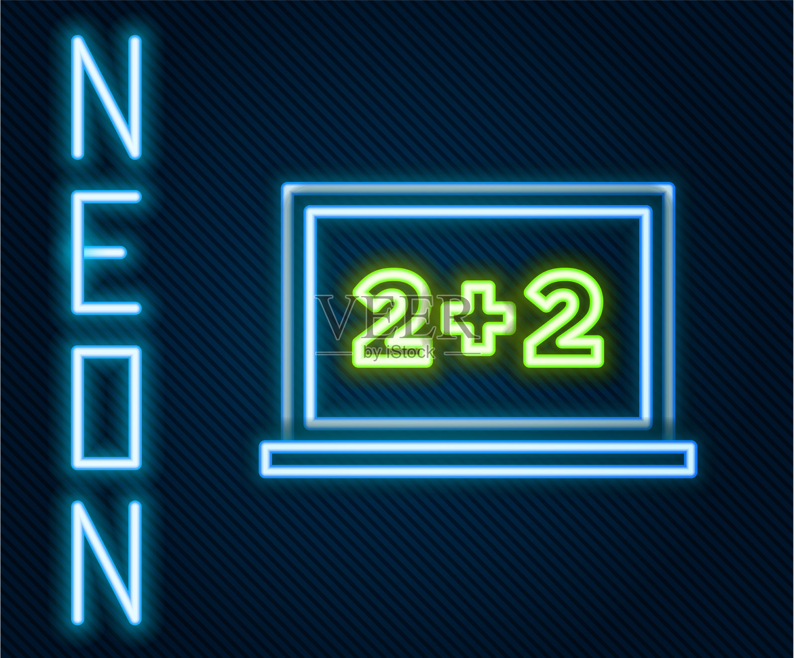 霓虹灯线黑板图标孤立插画图片素材