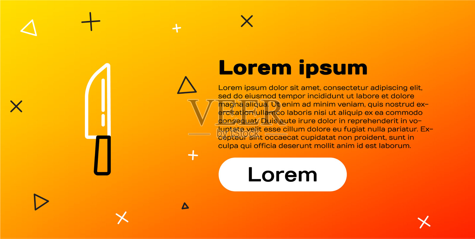 线刀图标孤立在黄色背景上插画图片素材