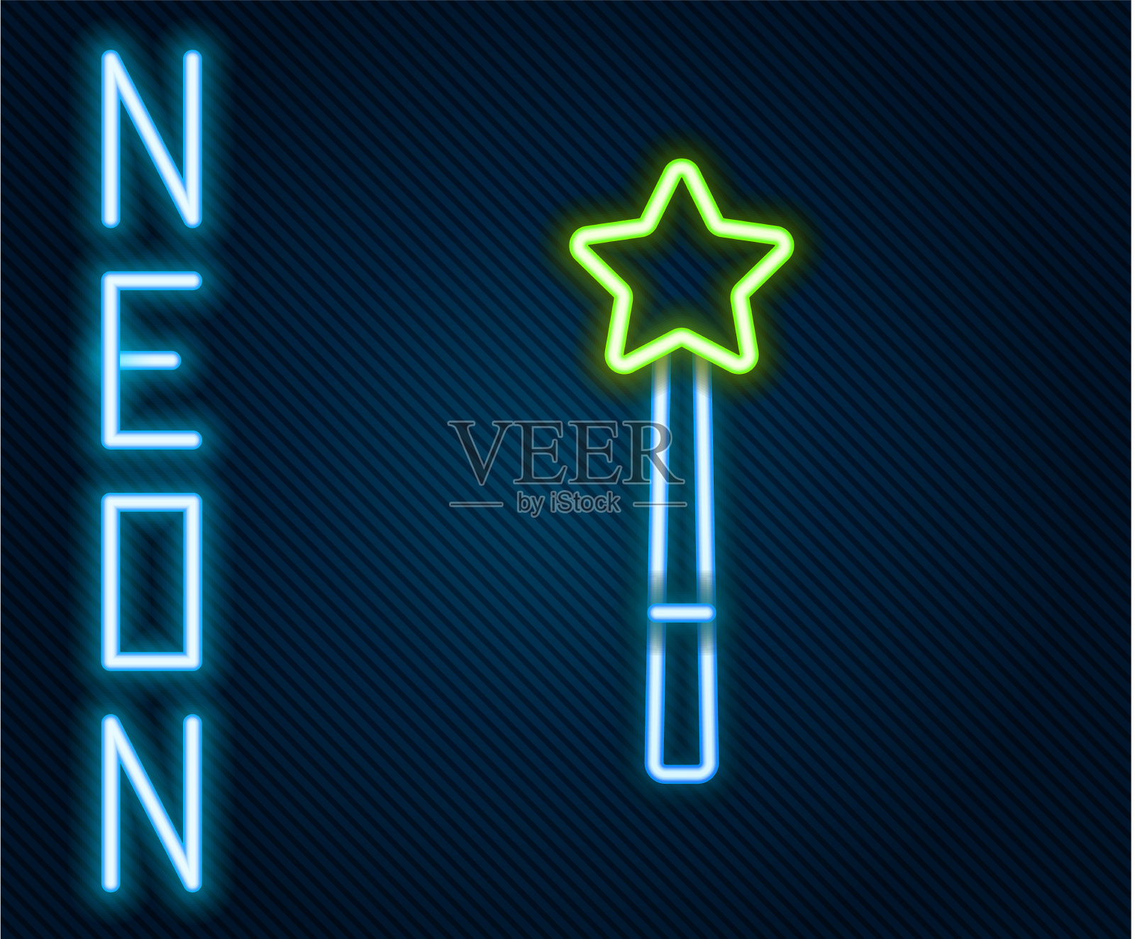 发光的霓虹灯线魔术棒图标隔离插画图片素材