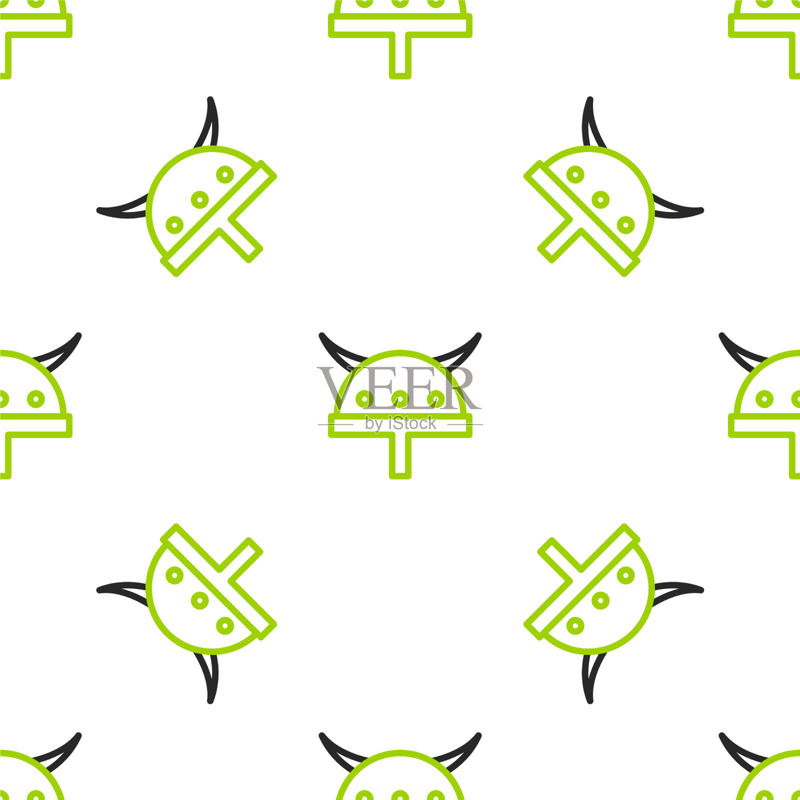 线海盗在角头盔图标孤立插画图片素材