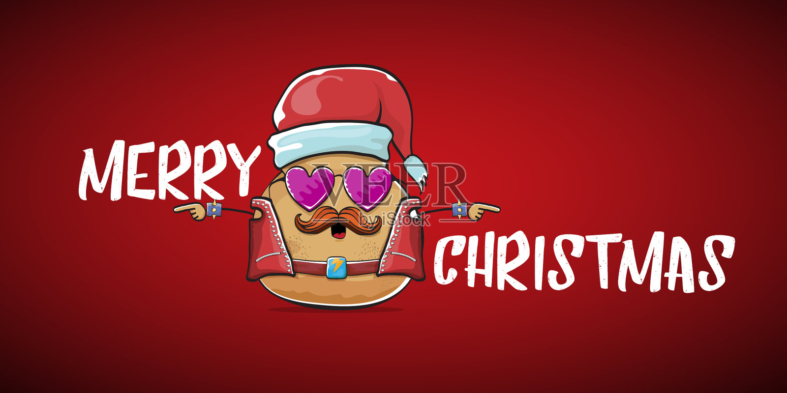 摇滚明星圣诞土豆滑稽卡通可爱插画图片素材