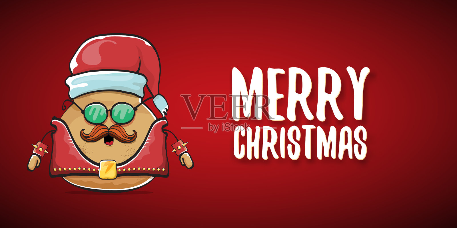 摇滚明星圣诞土豆滑稽卡通可爱插画图片素材