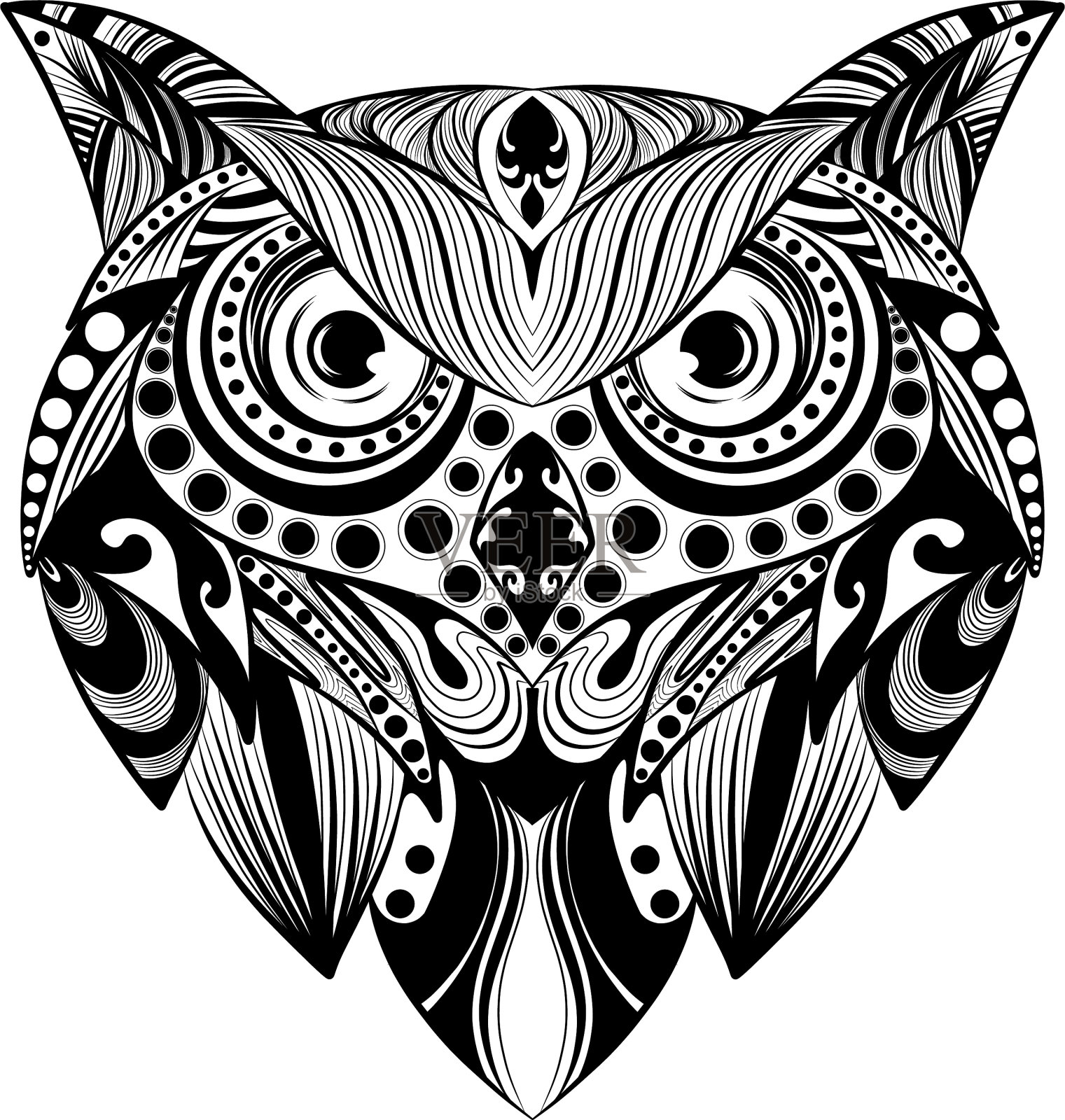 猫头鹰doddle艺术与子弹装饰设计元素图片