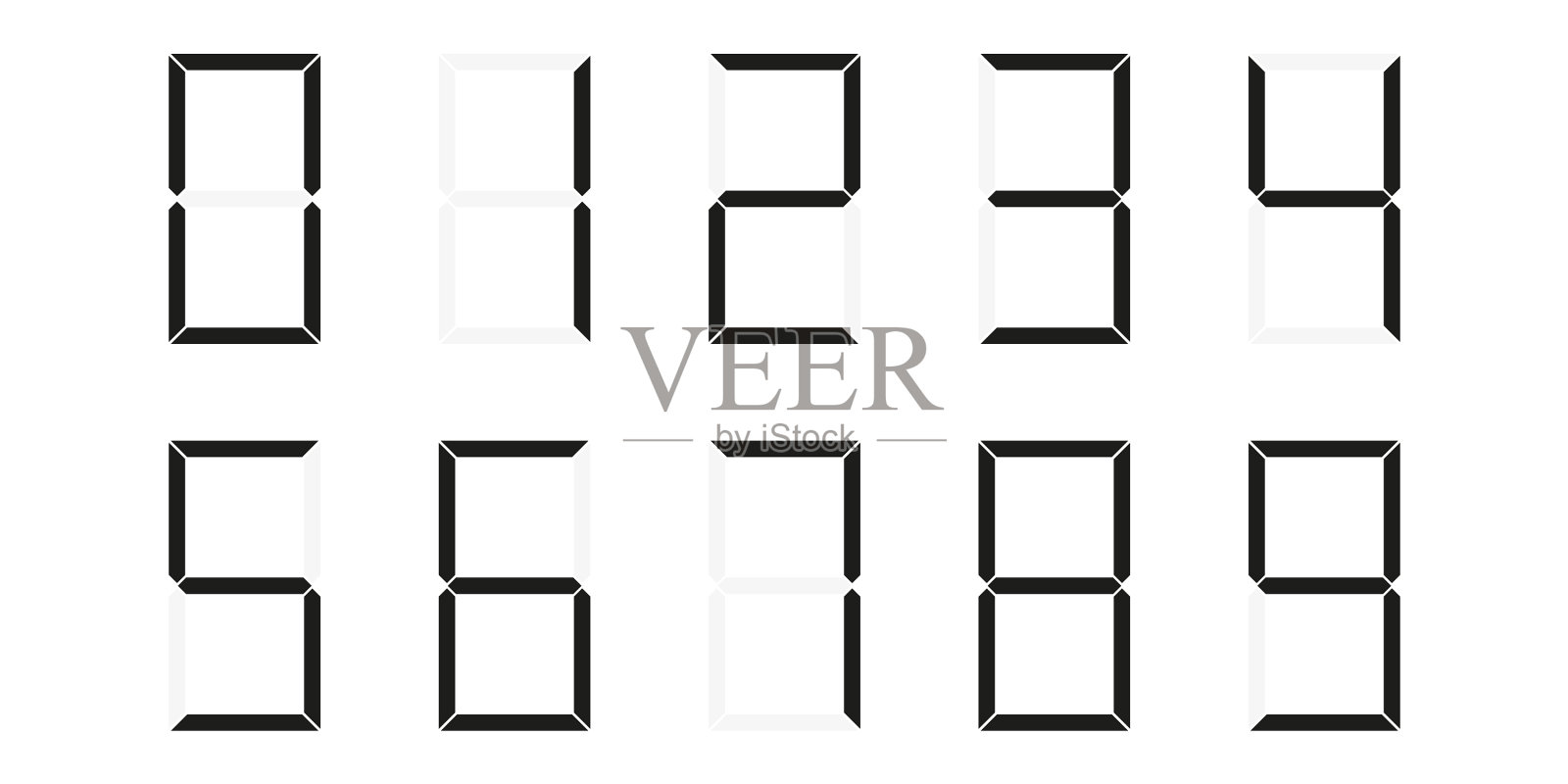 Led数字字体0-9单色插画图片素材