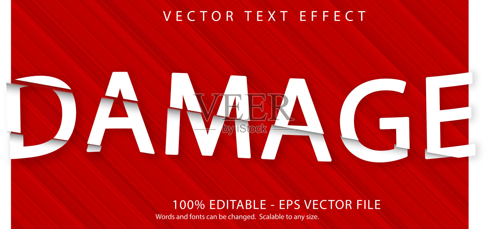 损害文本裁剪样式可编辑的文本效果插画图片素材