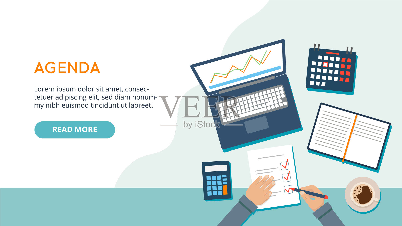 商业议程概念艺术平面风格插画图片素材