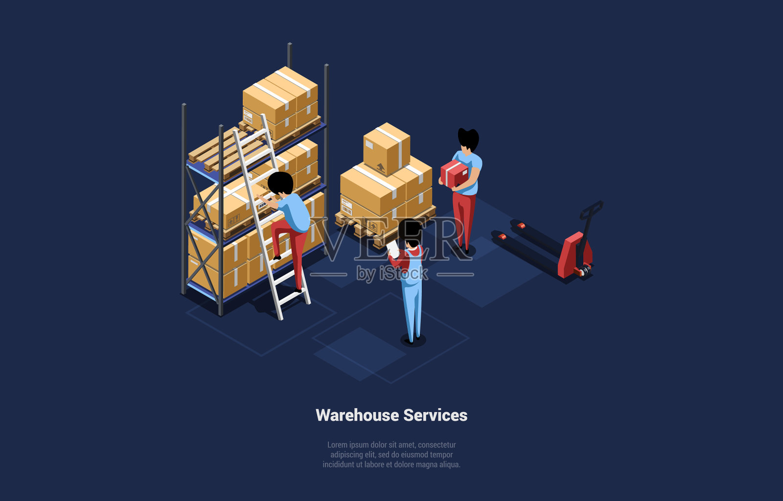 3d卡通仓库服务插画图片素材