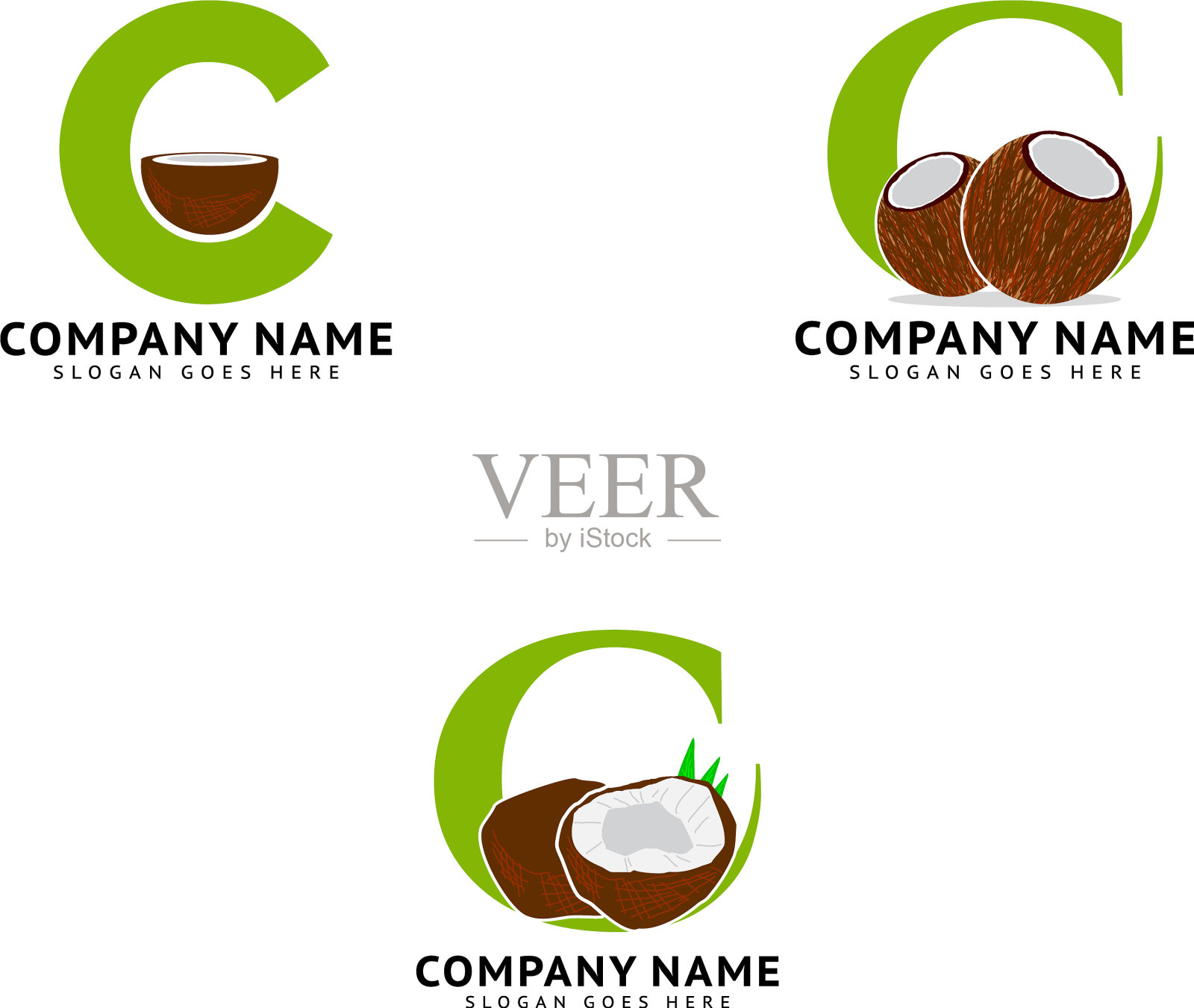 设置椰子标志的首字母c图标素材