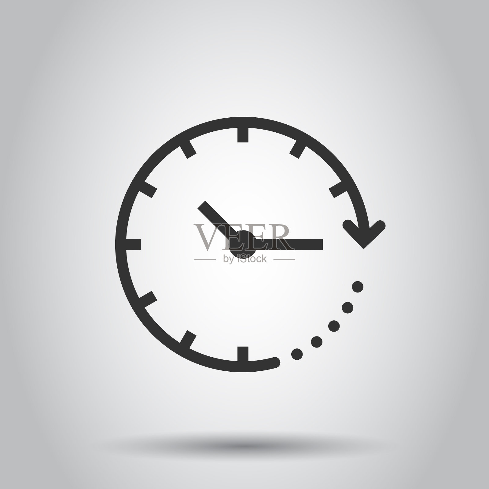 时钟图标在平面风格手表上白色孤立插画图片素材