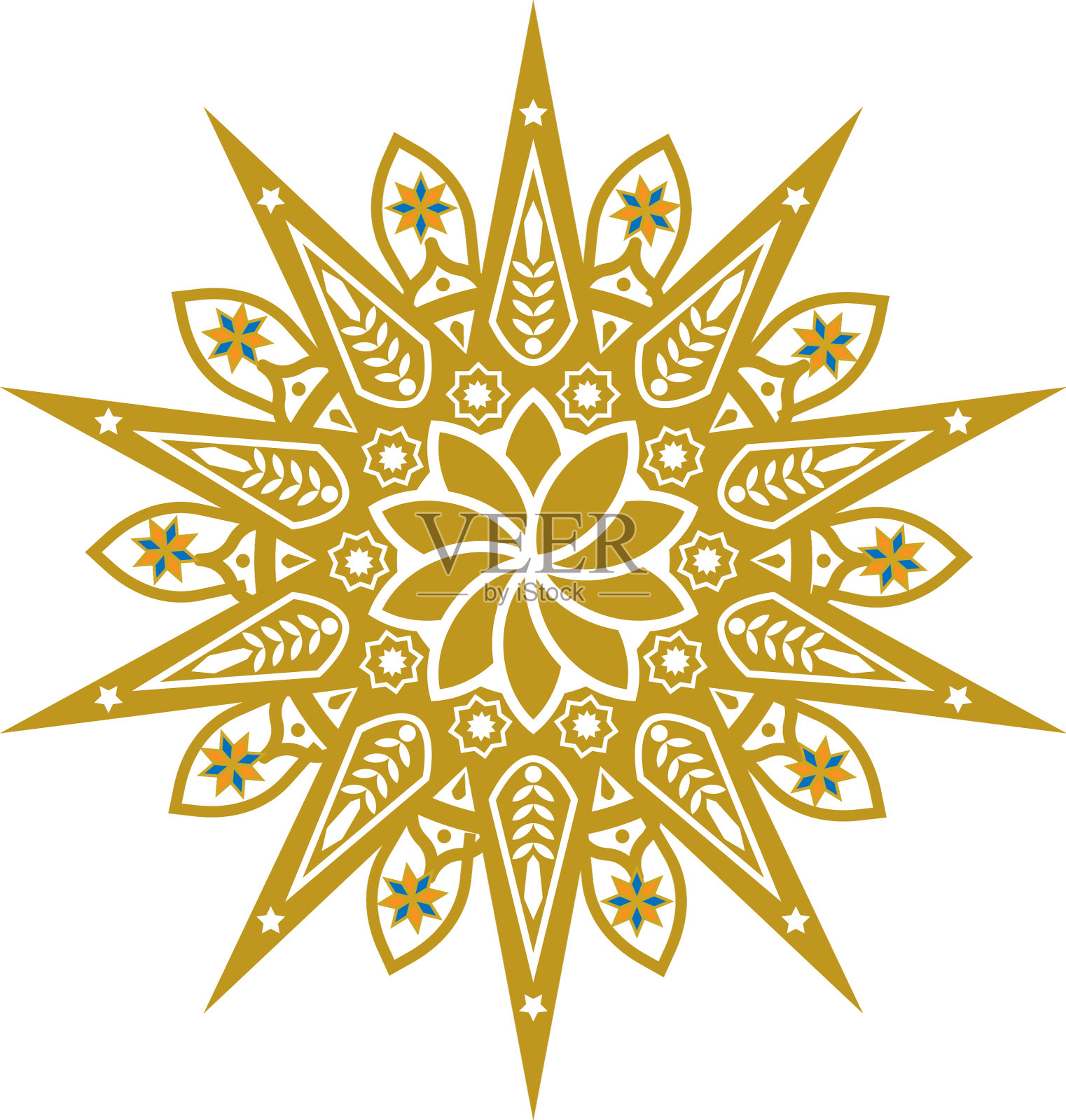 曼荼罗风格与金色插画图片素材