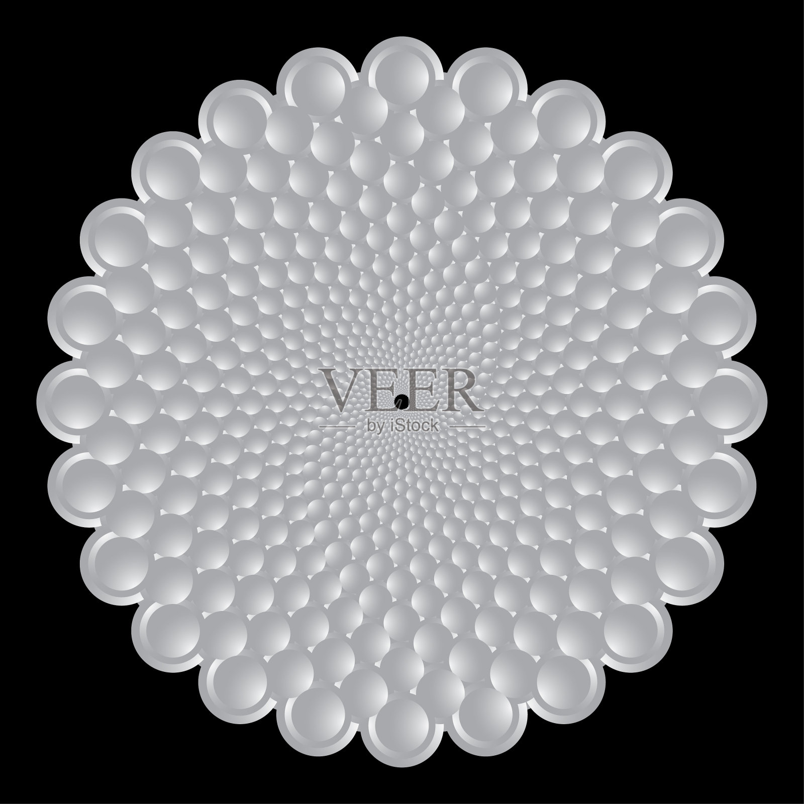 华丽的东方曼陀罗圆形黑白插画图片素材