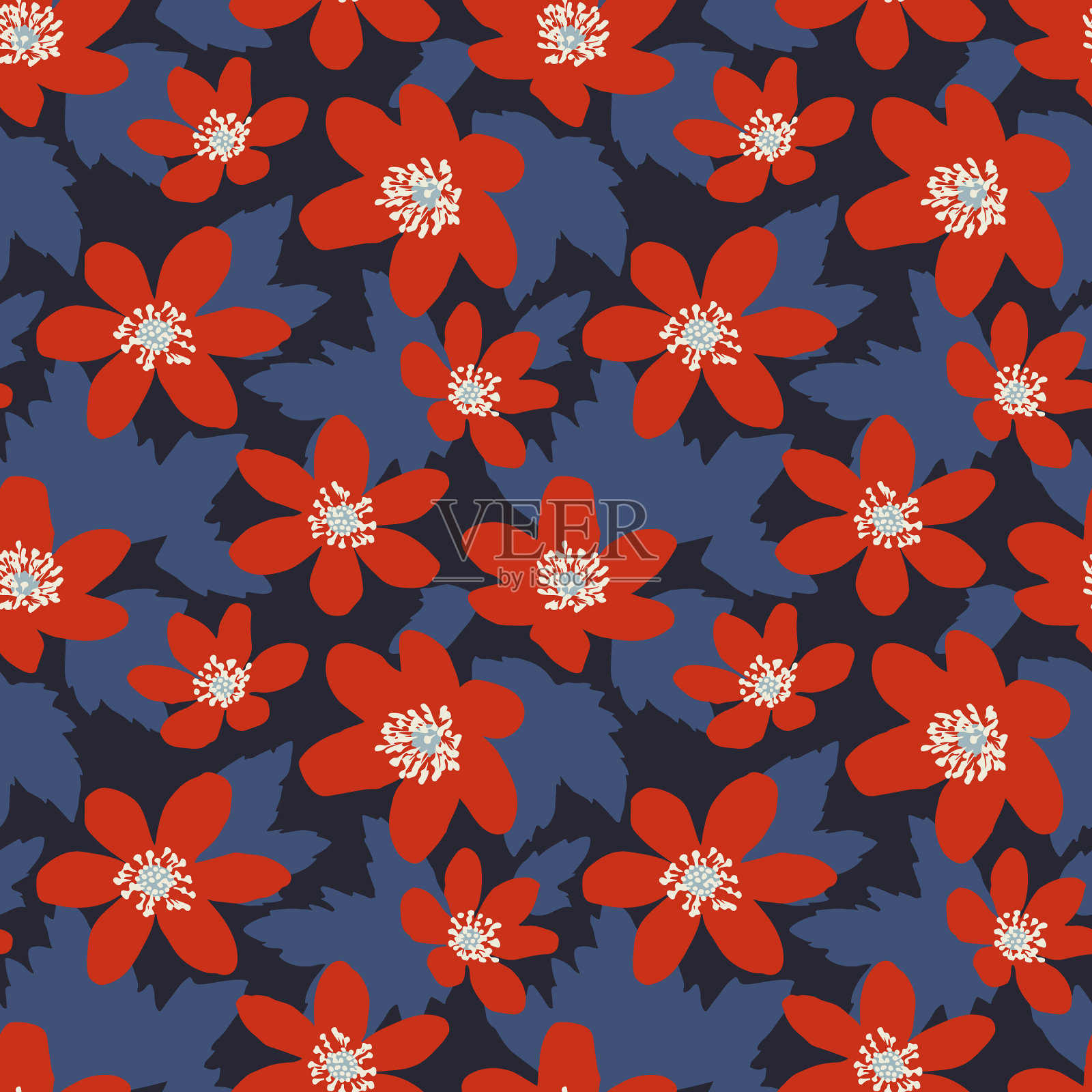 无缝图案采用斯堪的纳维亚风格插画图片素材