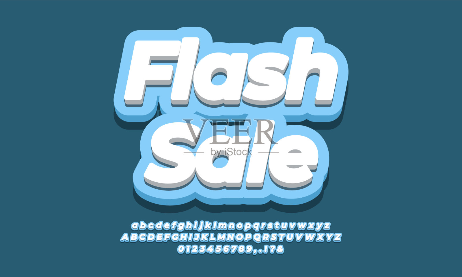 Flash sale折扣促销3d蓝色模板设计元素图片