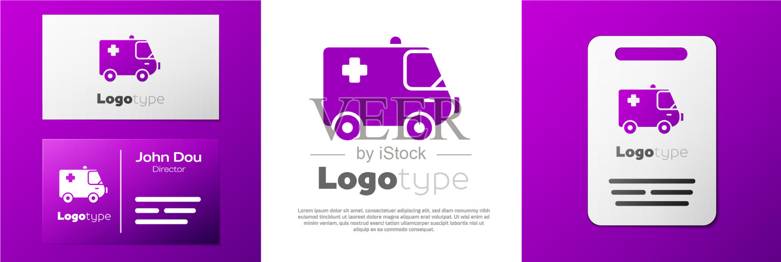 标志型救护车和紧急车辆图标孤立插画图片素材