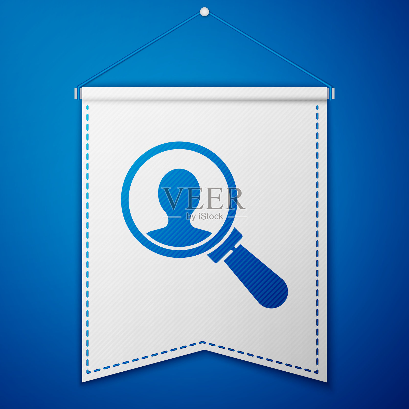 蓝色放大镜搜索人的图标插画图片素材