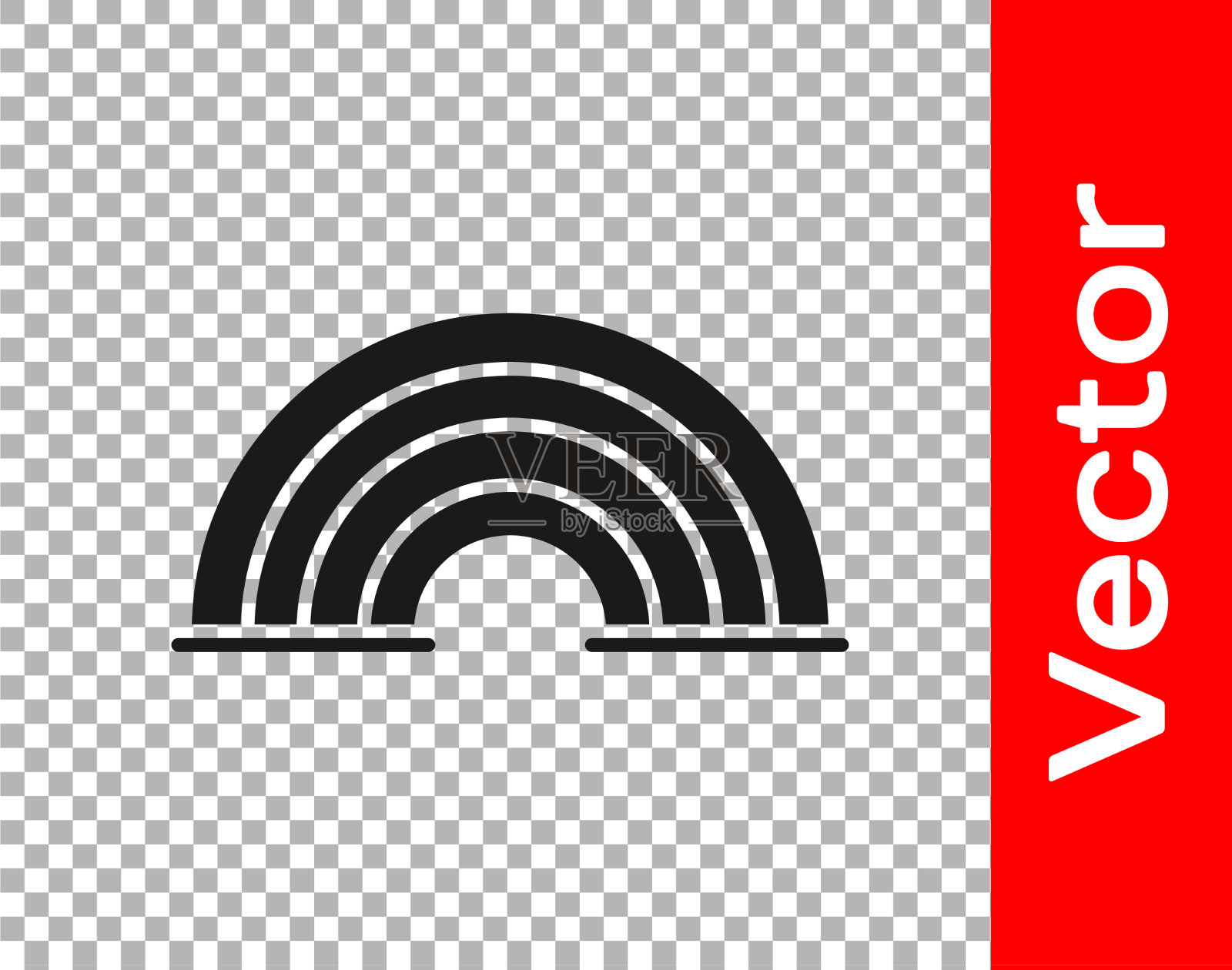 黑色彩虹图标隔离透明插画图片素材