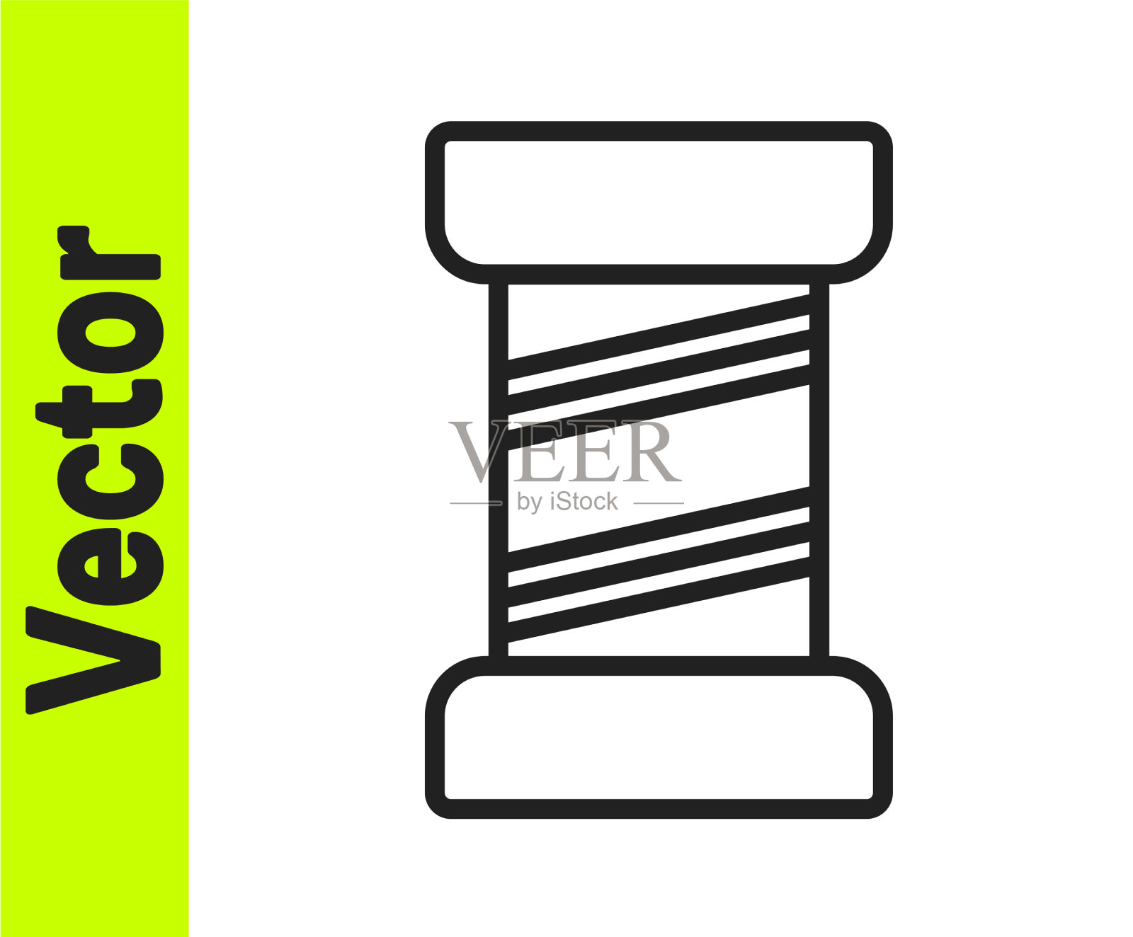 线轴图标上的缝纫线被隔离在黑线上插画图片素材