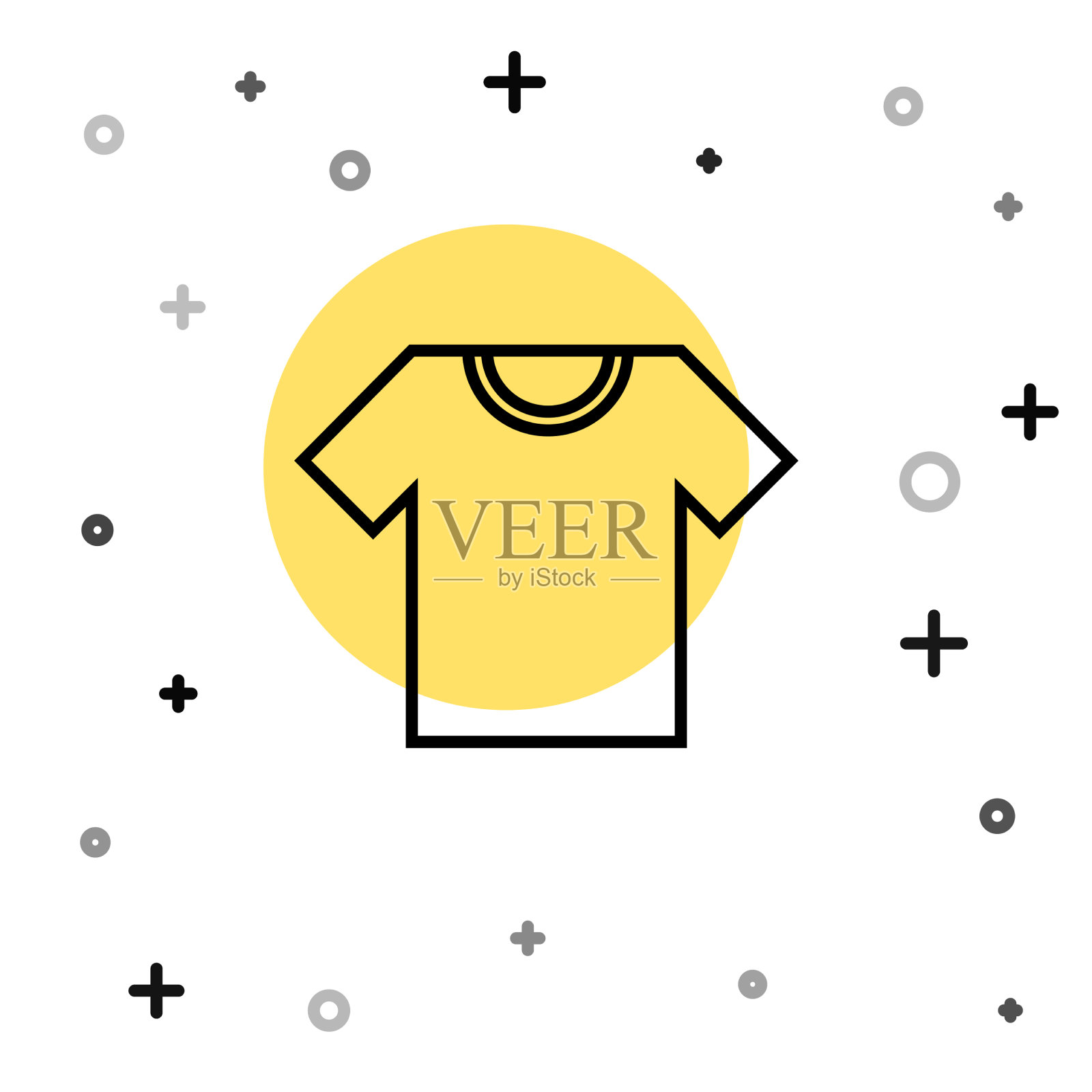 黑色线条的t恤图标孤立在白色插画图片素材