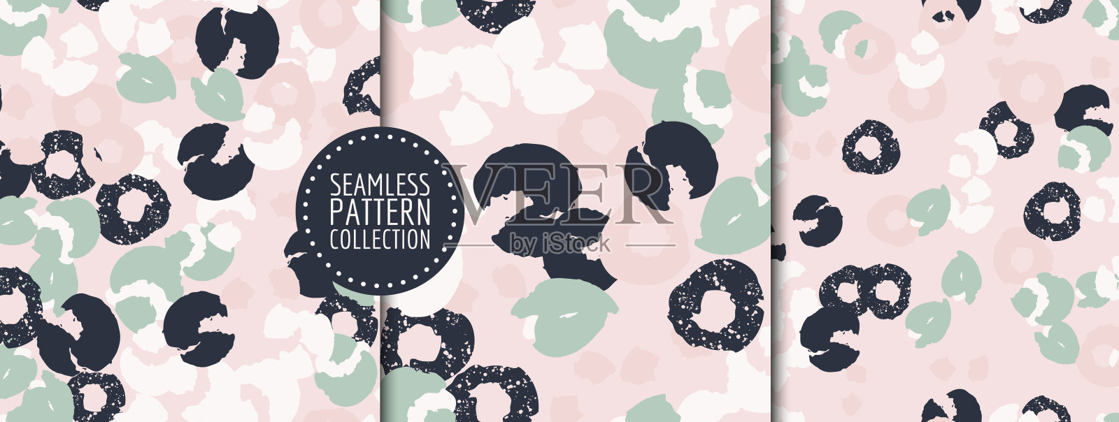 彩色的无缝模式，背景，标题，拼贴与不同的形状和纹理。矢量插图。时尚的颜色插画图片素材