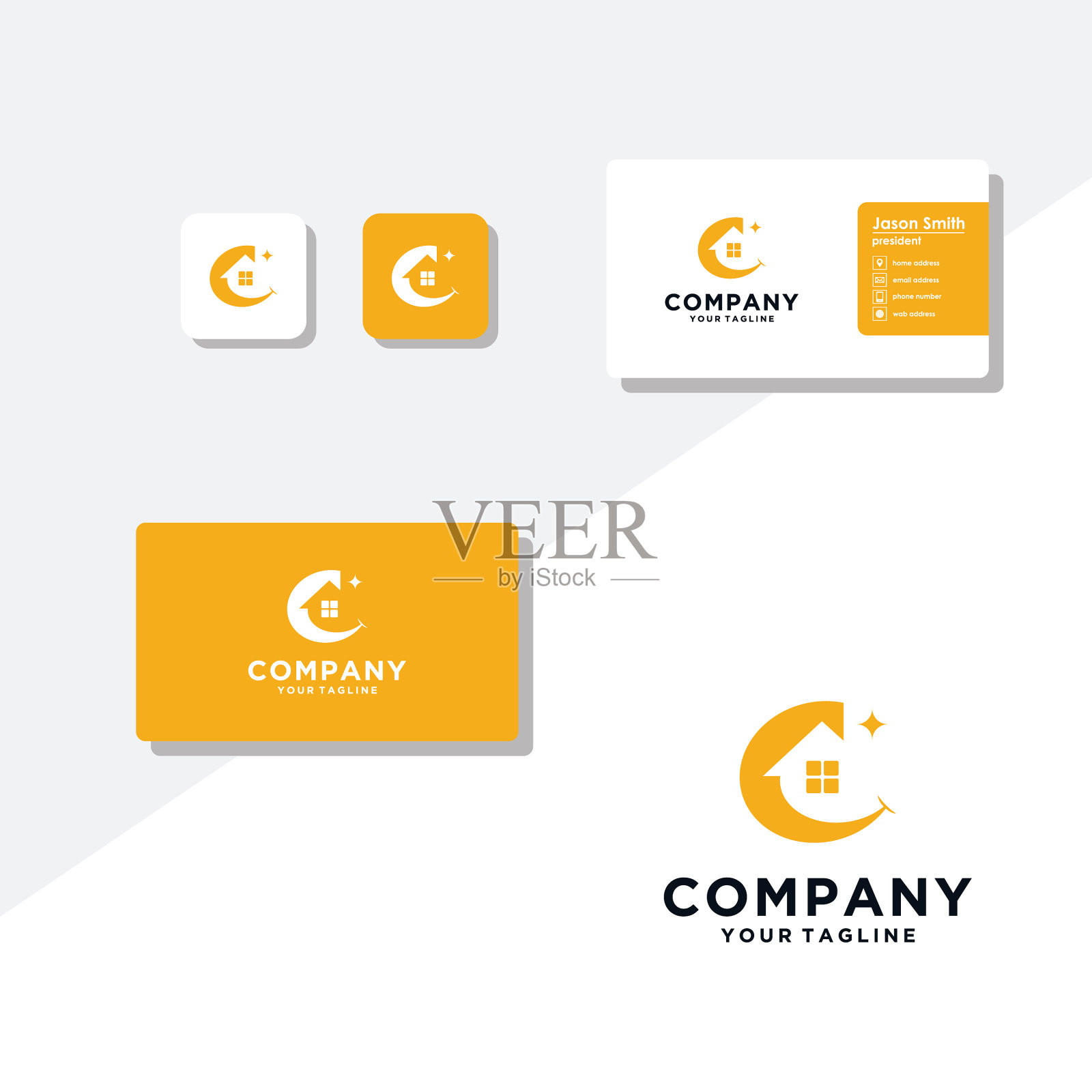 字母c家居现代标志设计插画图片素材