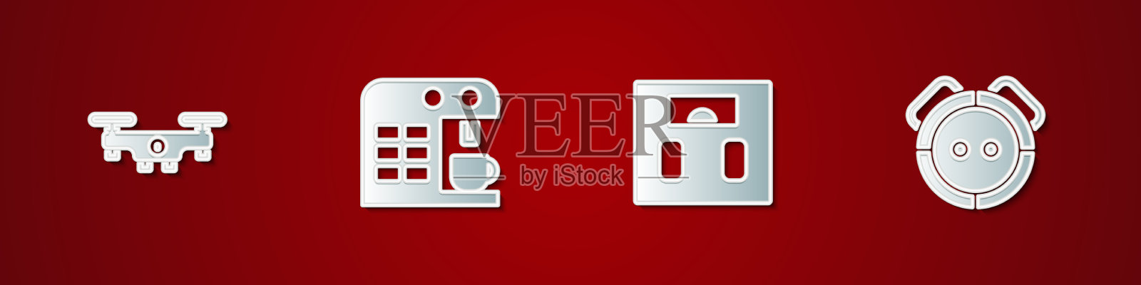 设置无人机飞行咖啡机浴室秤图标素材