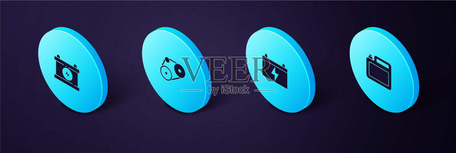 为车用机油蓄电池设置等距筒图标素材