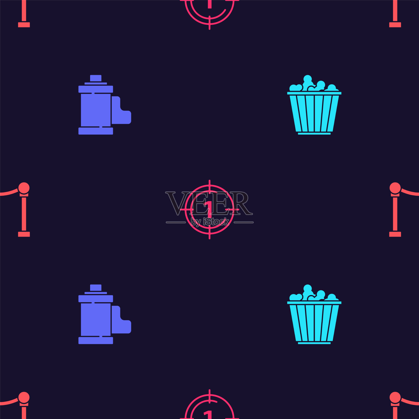 将爆米花放入盒式相机胶卷盒中图标素材