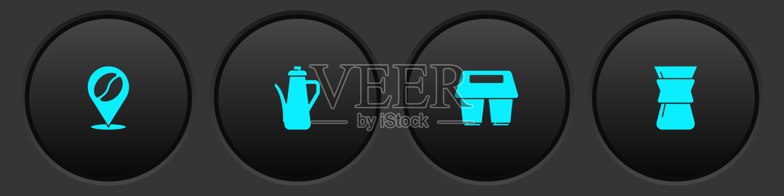 用咖啡豆茶壶咖啡杯固定位置图标素材