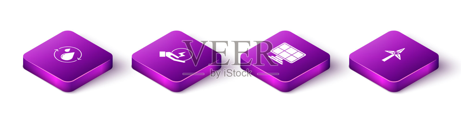 设置等距循环清洁水闪电螺栓图标素材