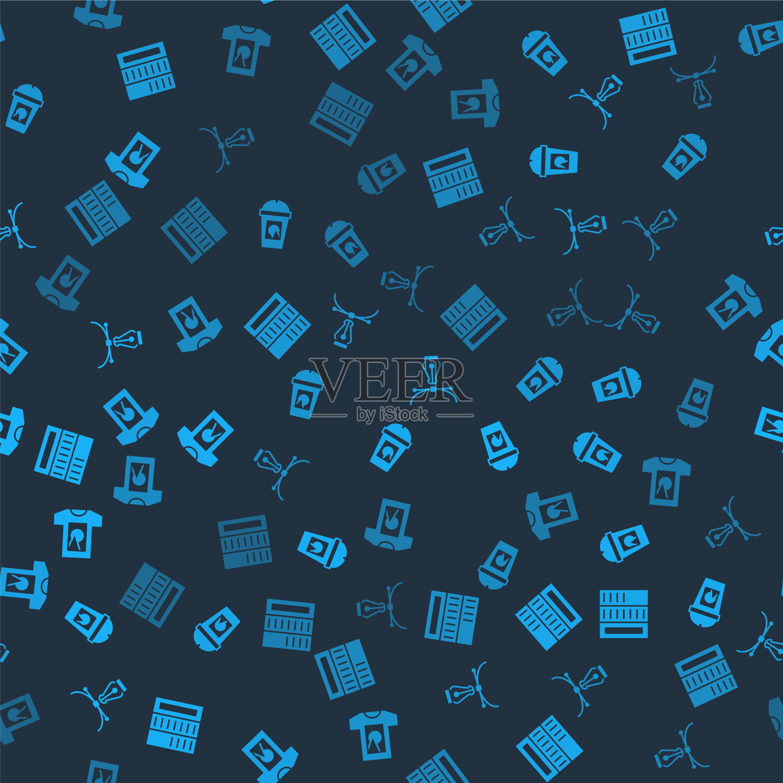 套小册子咖啡杯去自来水笔尖图标素材