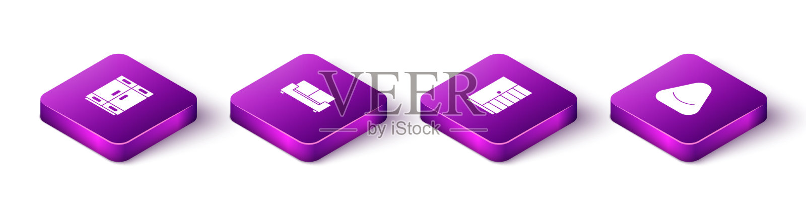 设置等距衣柜沙发和蒲团图标图标素材