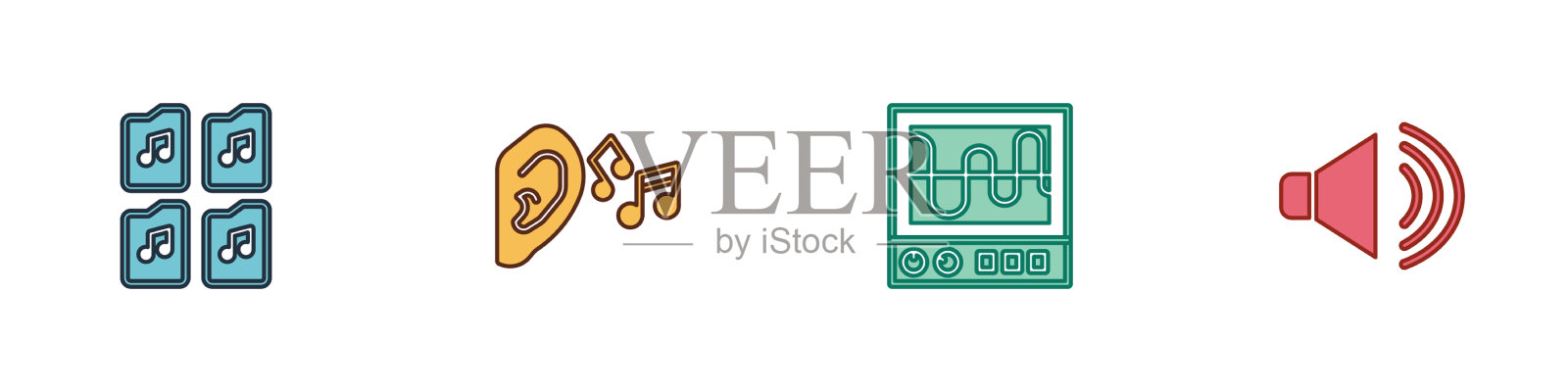 设置音乐文件文件耳朵听声音信号图标素材