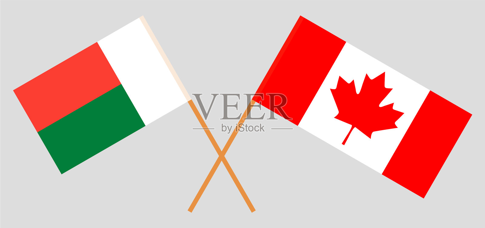 马达加斯加和加拿大的交叉旗帜插画图片素材