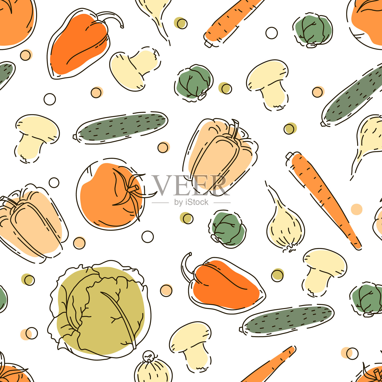 无缝模式与蔬菜电路插画图片素材