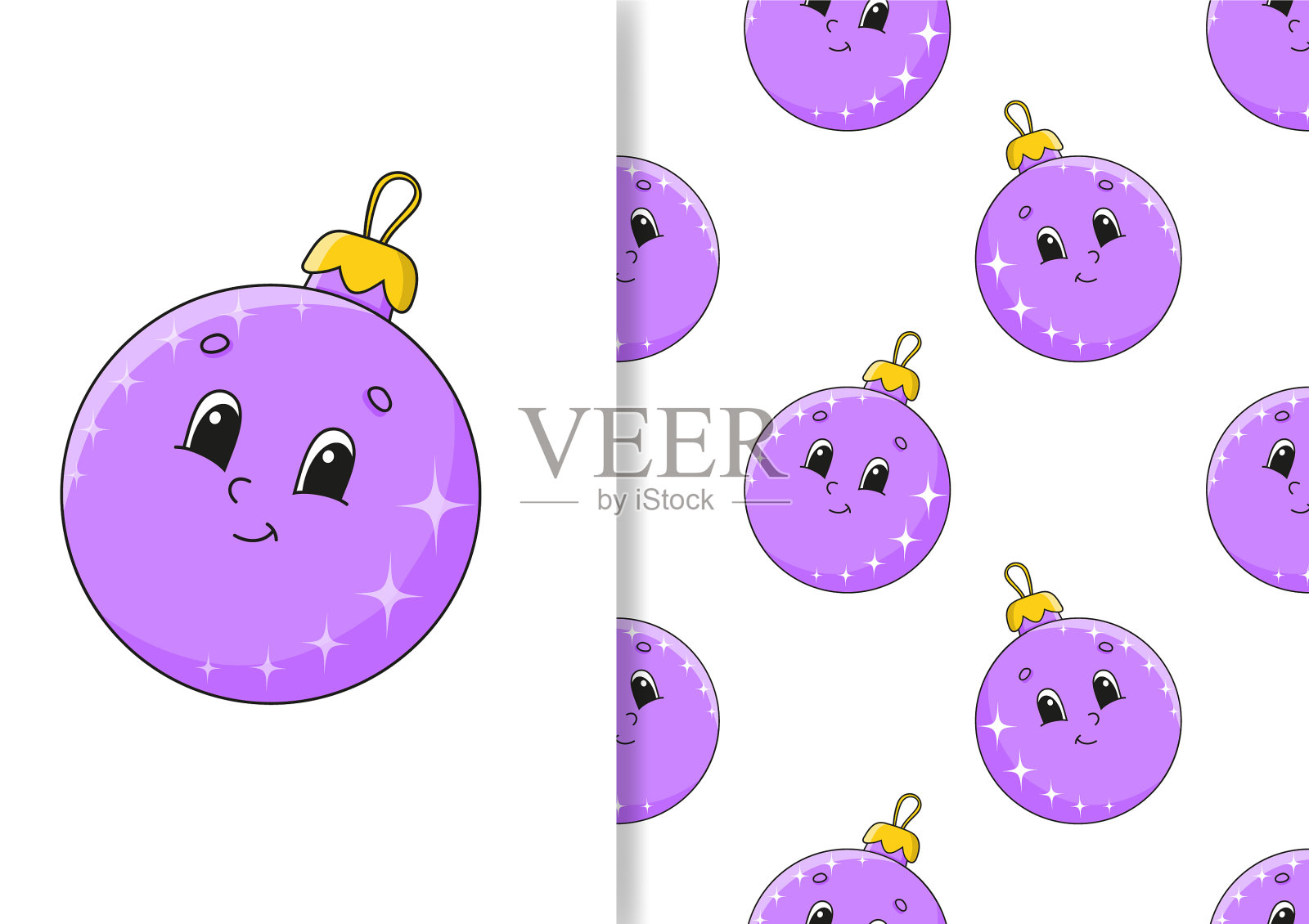 无缝图案卡通风格圣诞主题插画图片素材