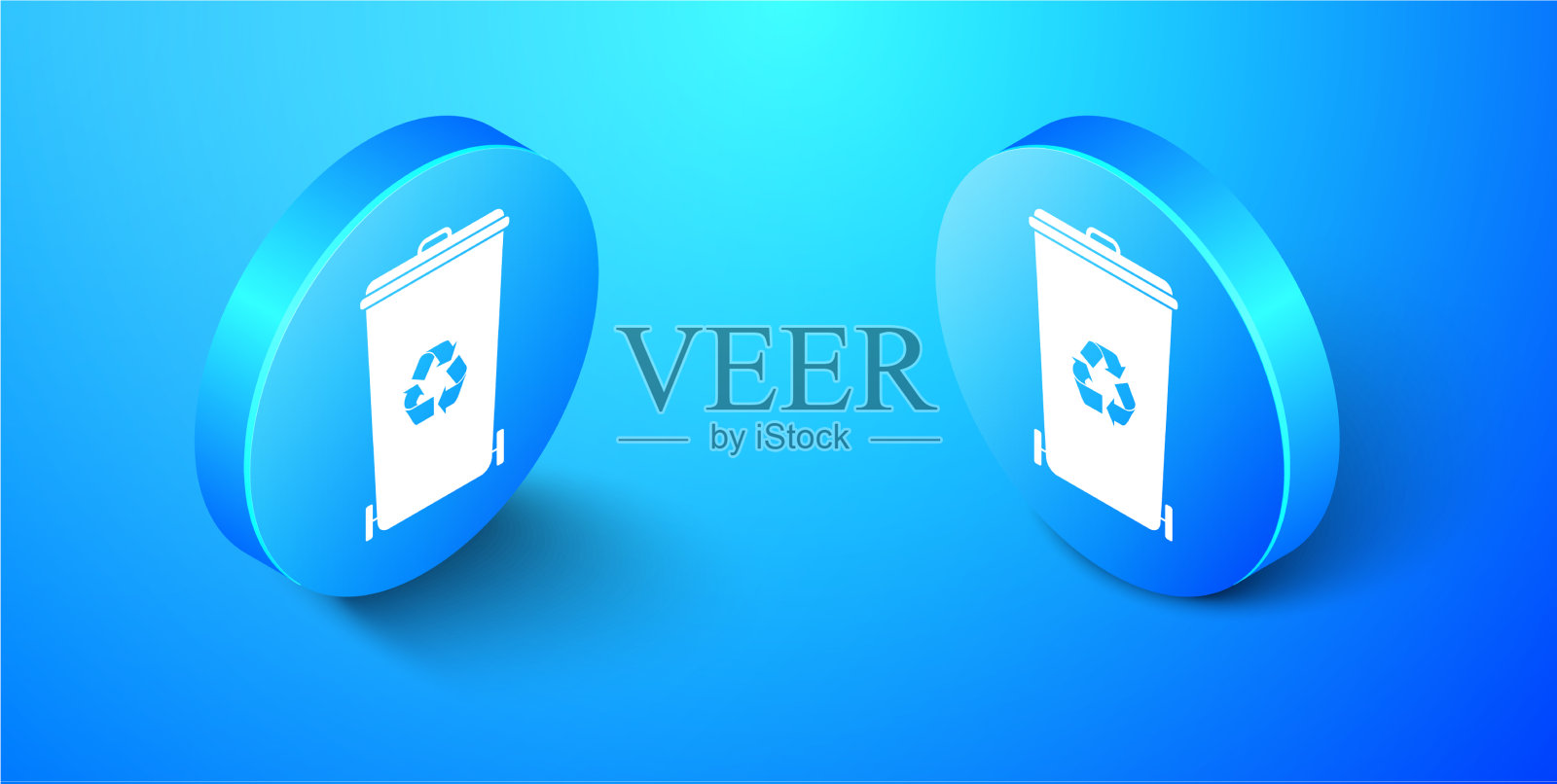 等距回收站与回收符号图标插画图片素材