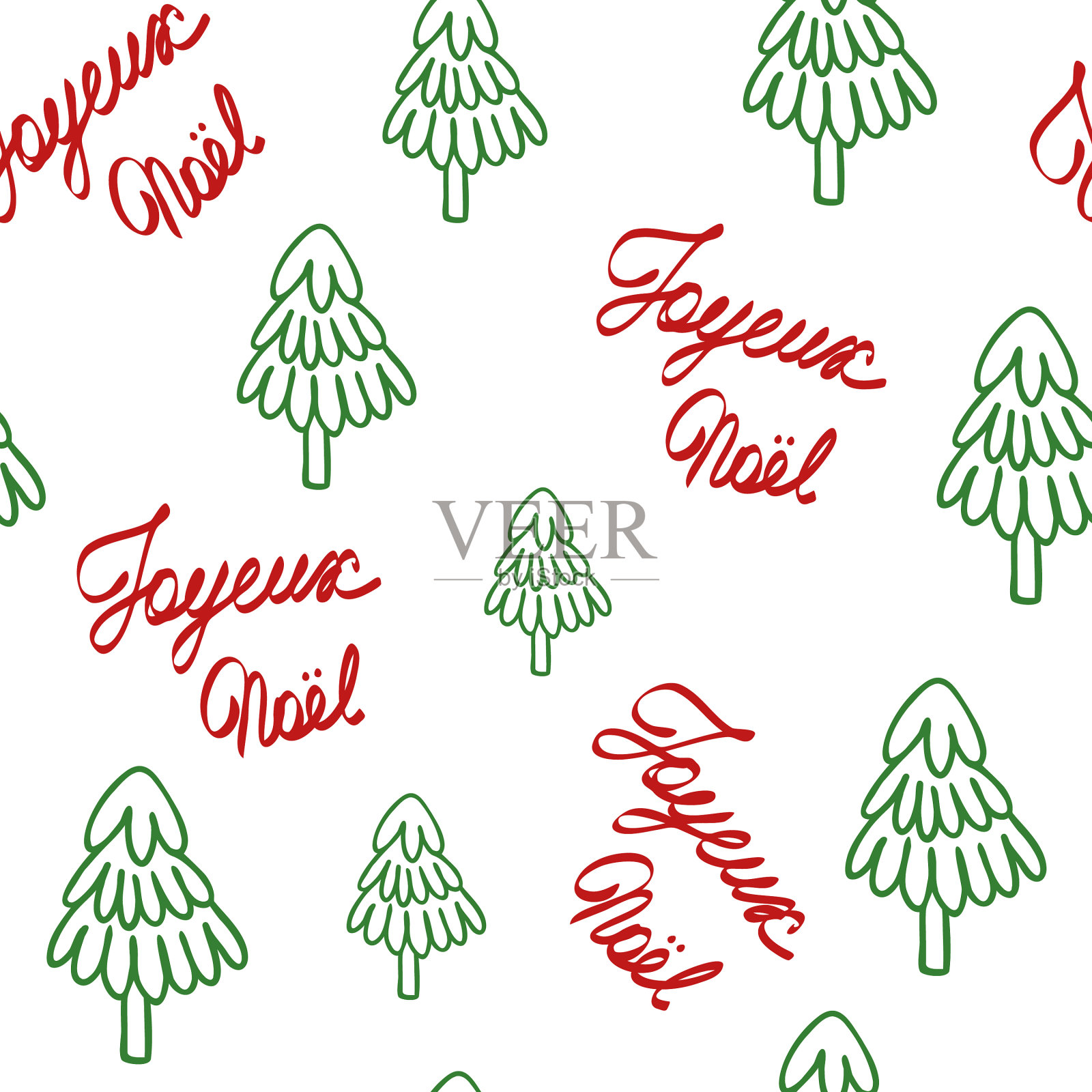 圣诞树和法语圣诞快乐插画图片素材