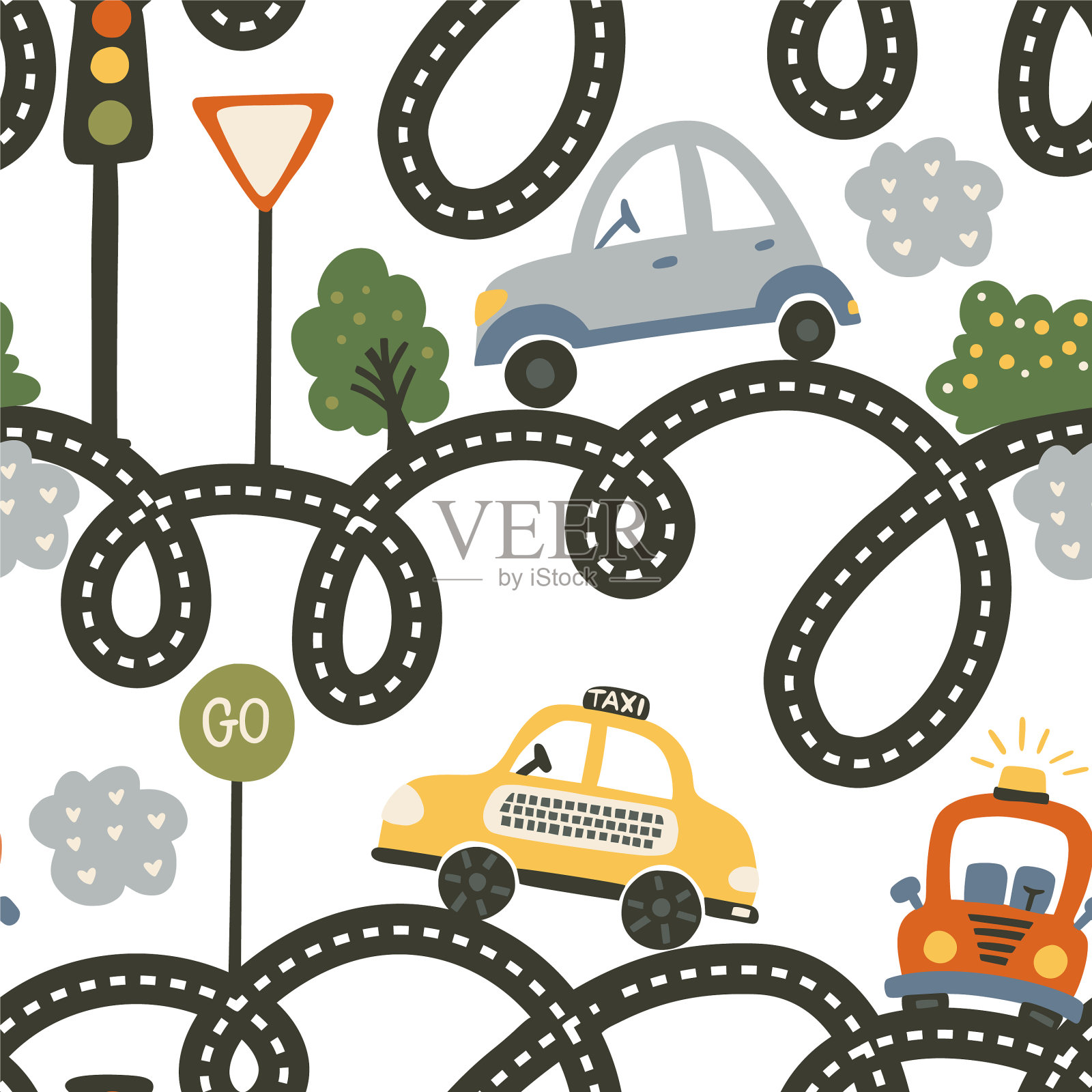 无缝车模背景插画图片素材