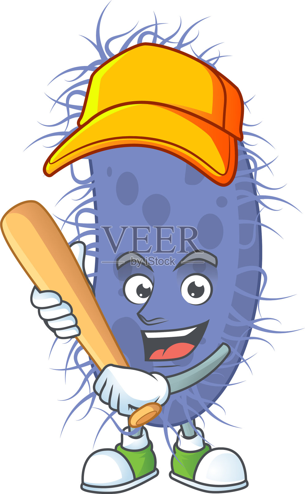 沙门氏菌伤寒卡通拿棒球棒插画图片素材