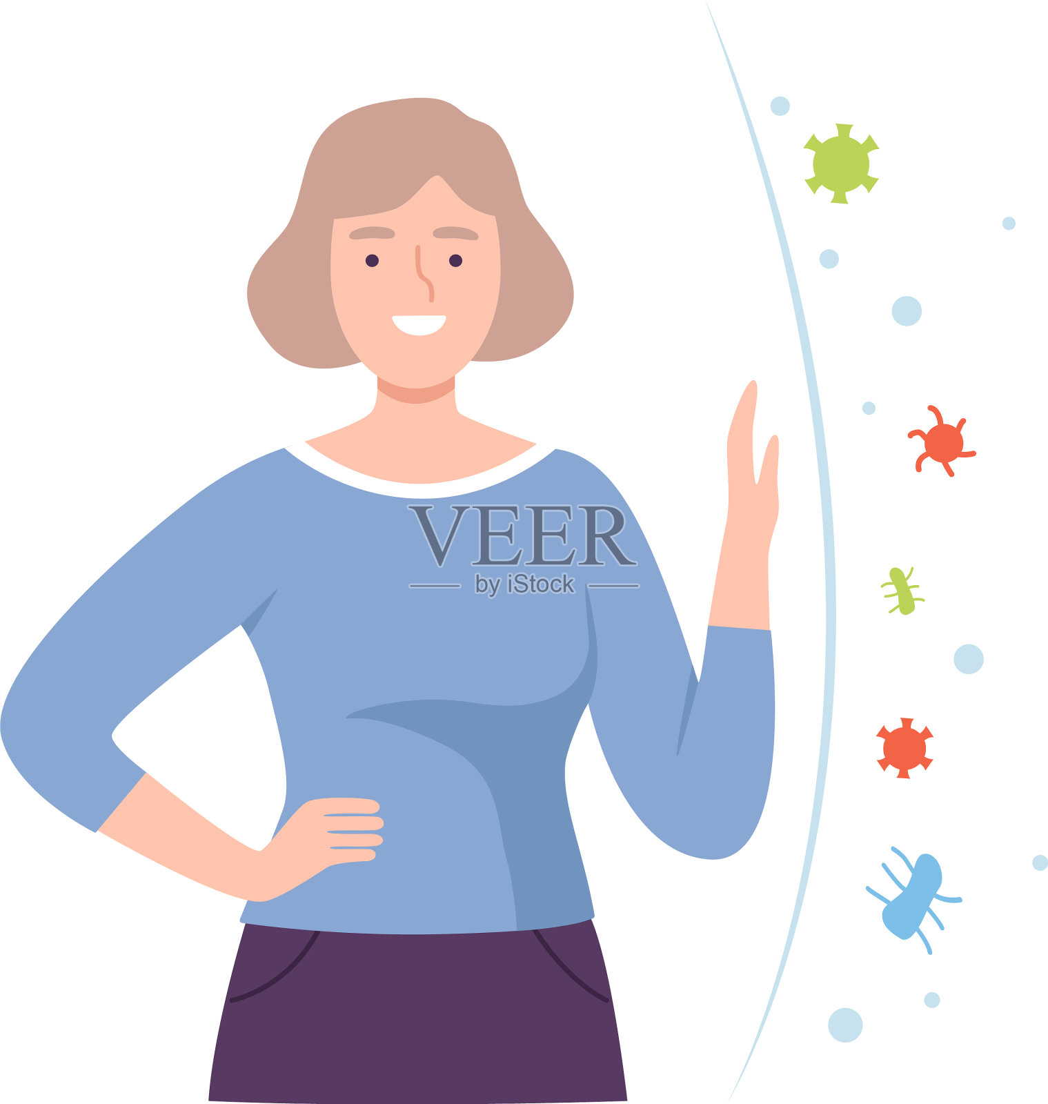 健康的女子围绕着无形的屏障设计元素图片