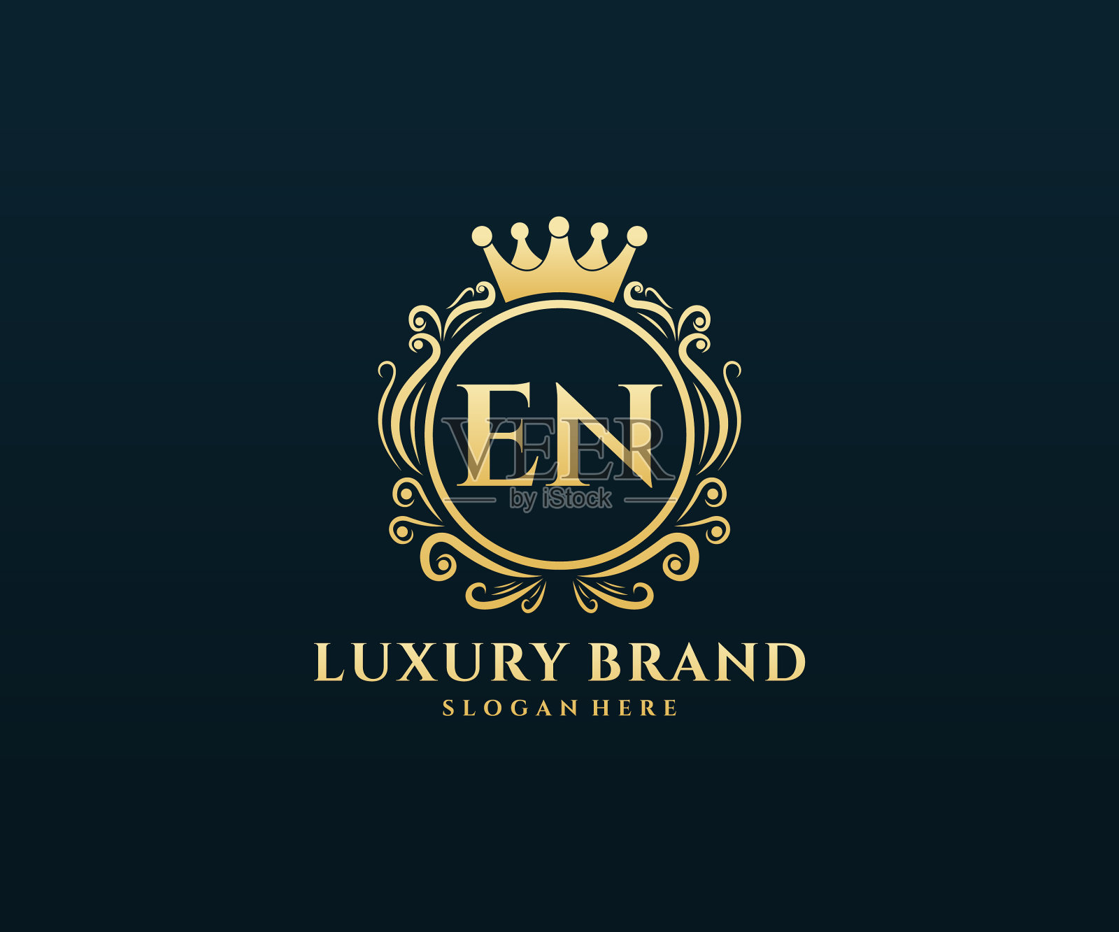 En首字母黄金书法女性插画图片素材